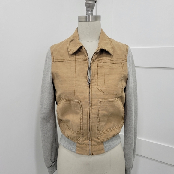 Hei Hei Anthropologie Women’s Excursion Bomber Jacket Khaki Gray Zip Front Sz XS